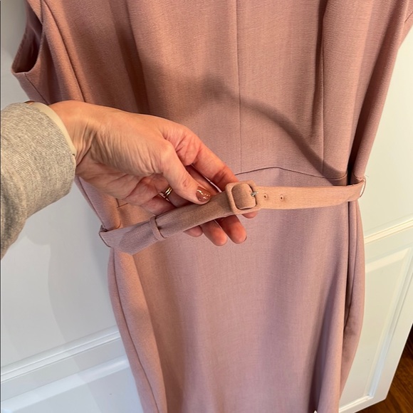 Dusty Pink Plunge Neck Midi Dress - Picture 5 of 5